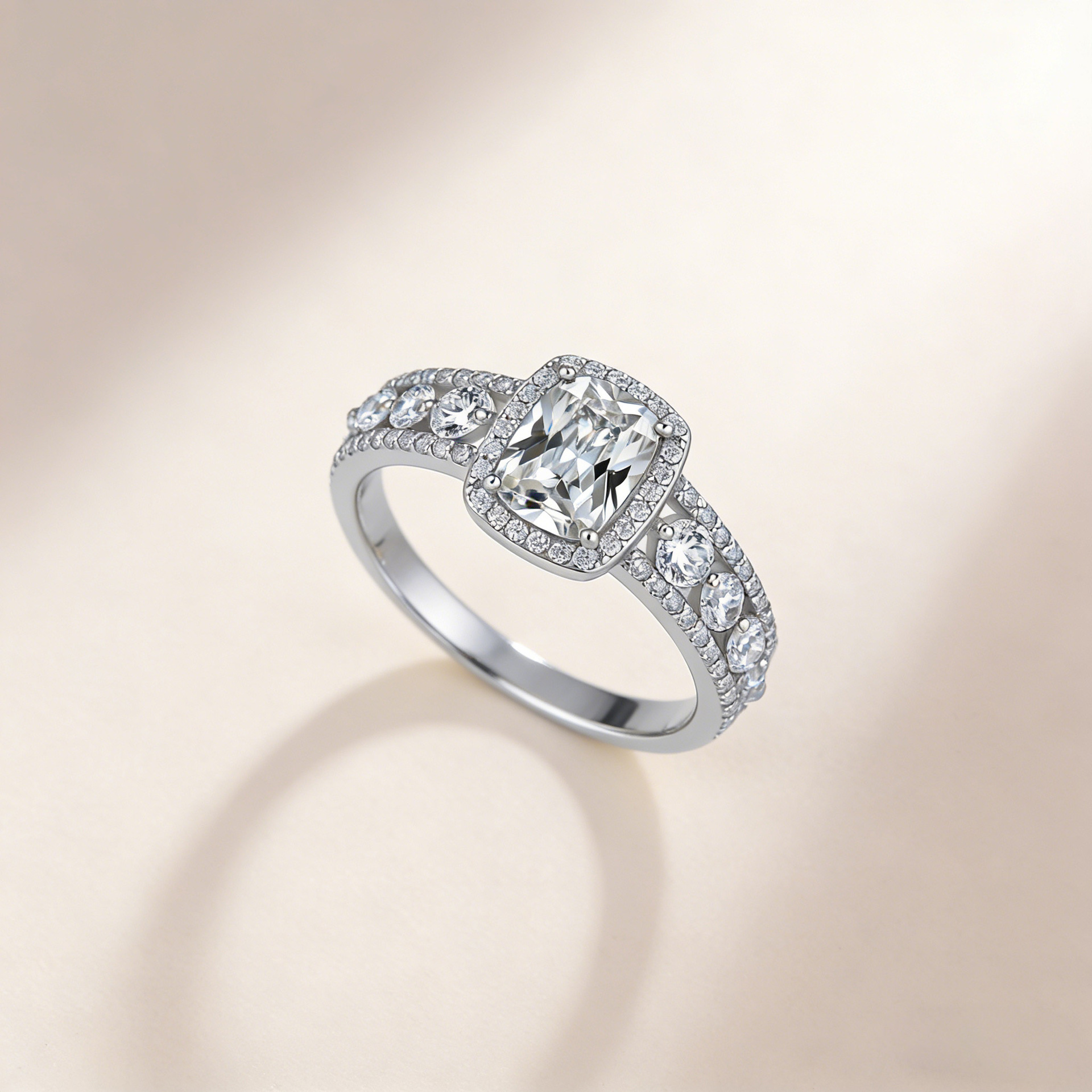 Elongated Cushion Moissanite Halo Ring – 2.8ct DEW - Image 5