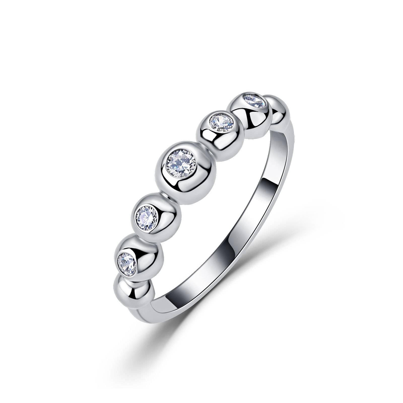 Bezel Moissanite Bubble Band – 0.18ct DEW Five-Stone