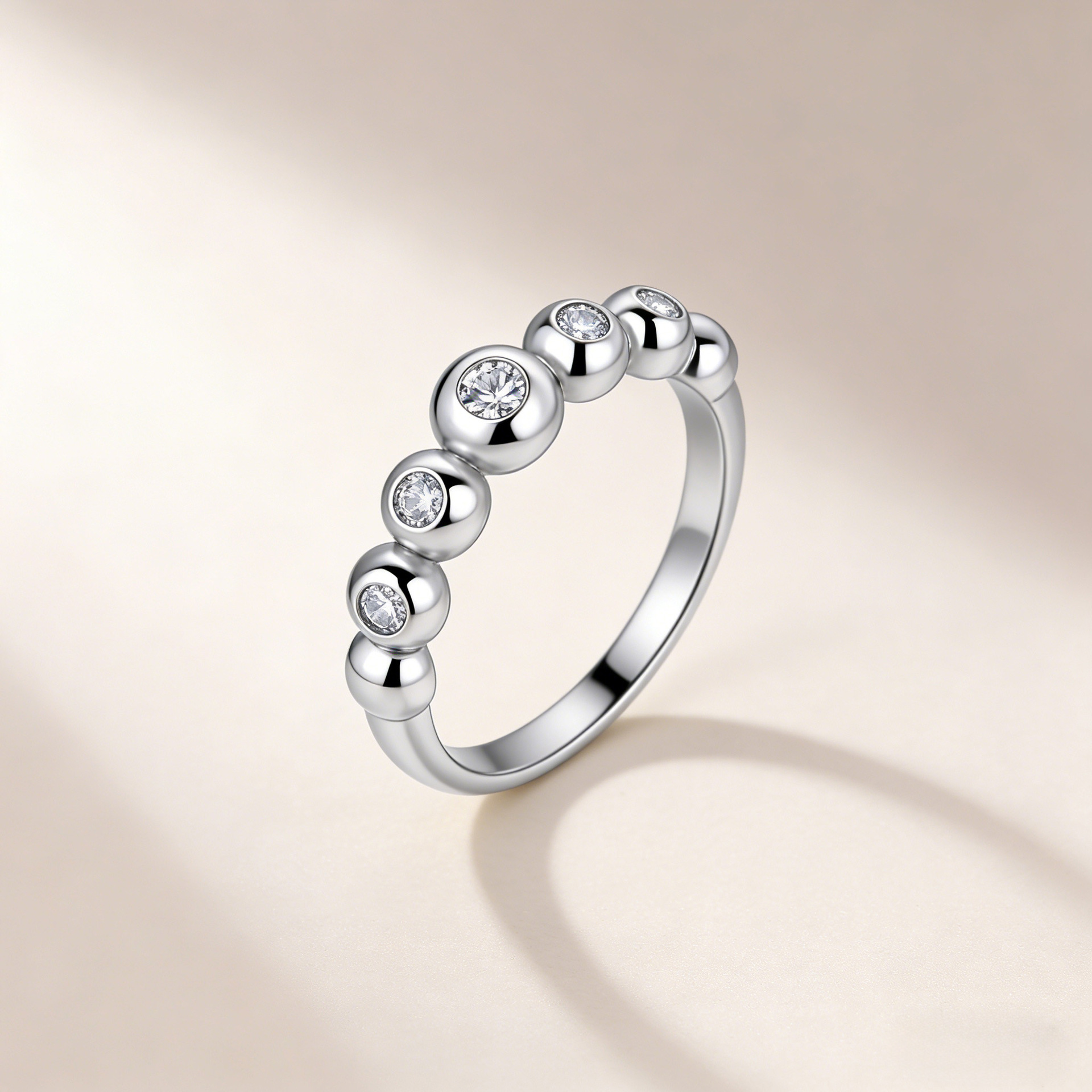Bezel Moissanite Bubble Band – 0.18ct DEW Five-Stone - Image 4