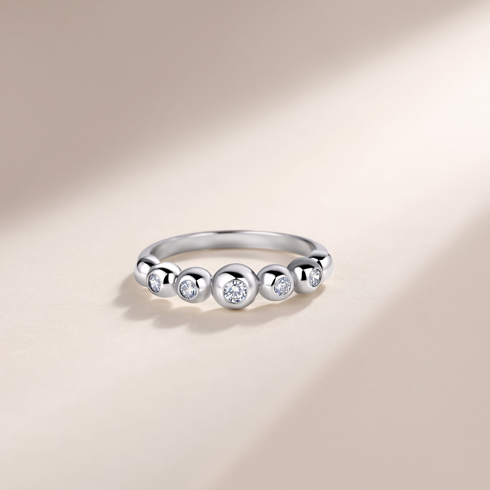 Bezel Moissanite Bubble Band – 0.18ct DEW Five-Stone - Image 5