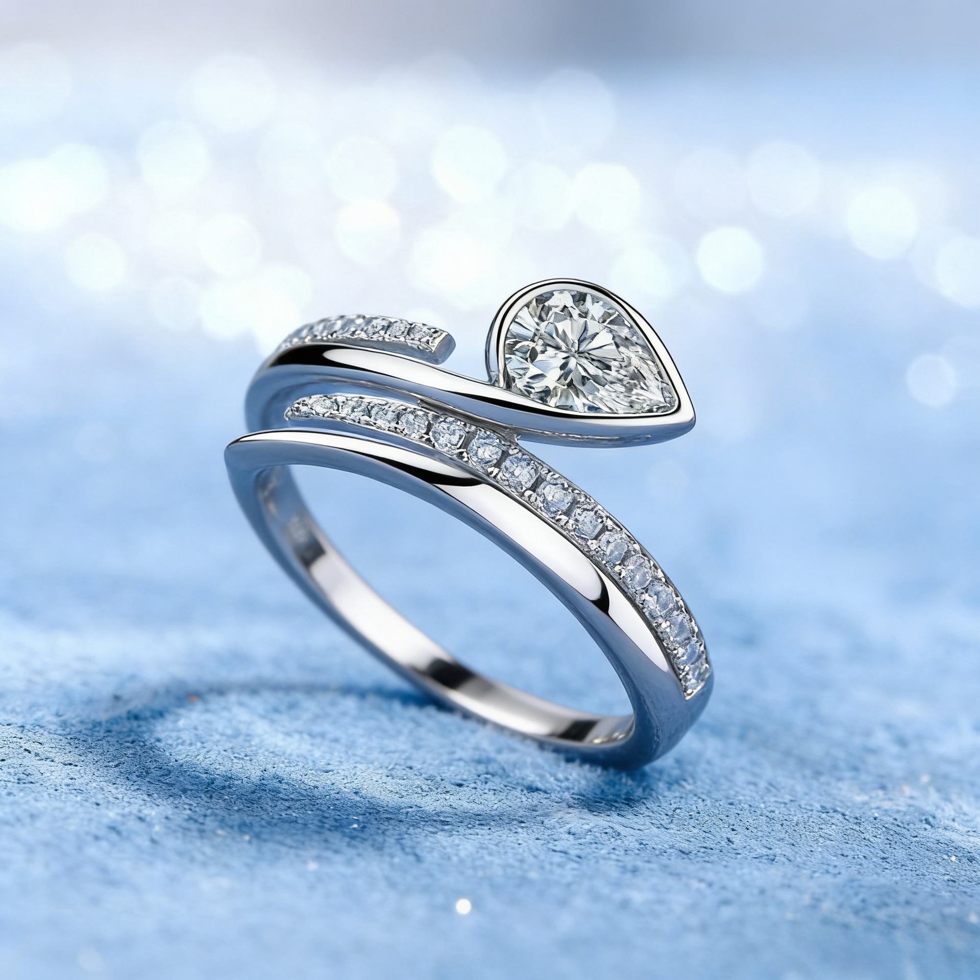 Pear Moissanite Bezel Bypass Ring – 1ct DEW - Image 5