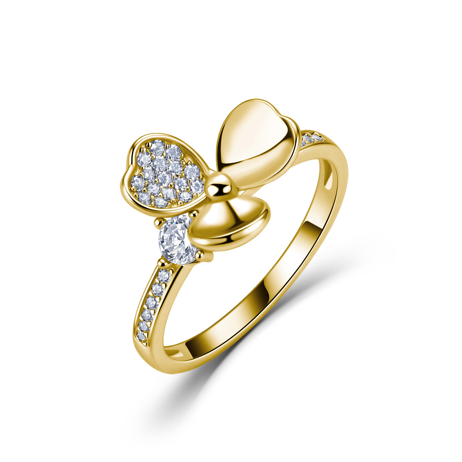 Heart-Petal Clover Moissanite Ring – 0.37ct DEW Pavé Band - Image 3