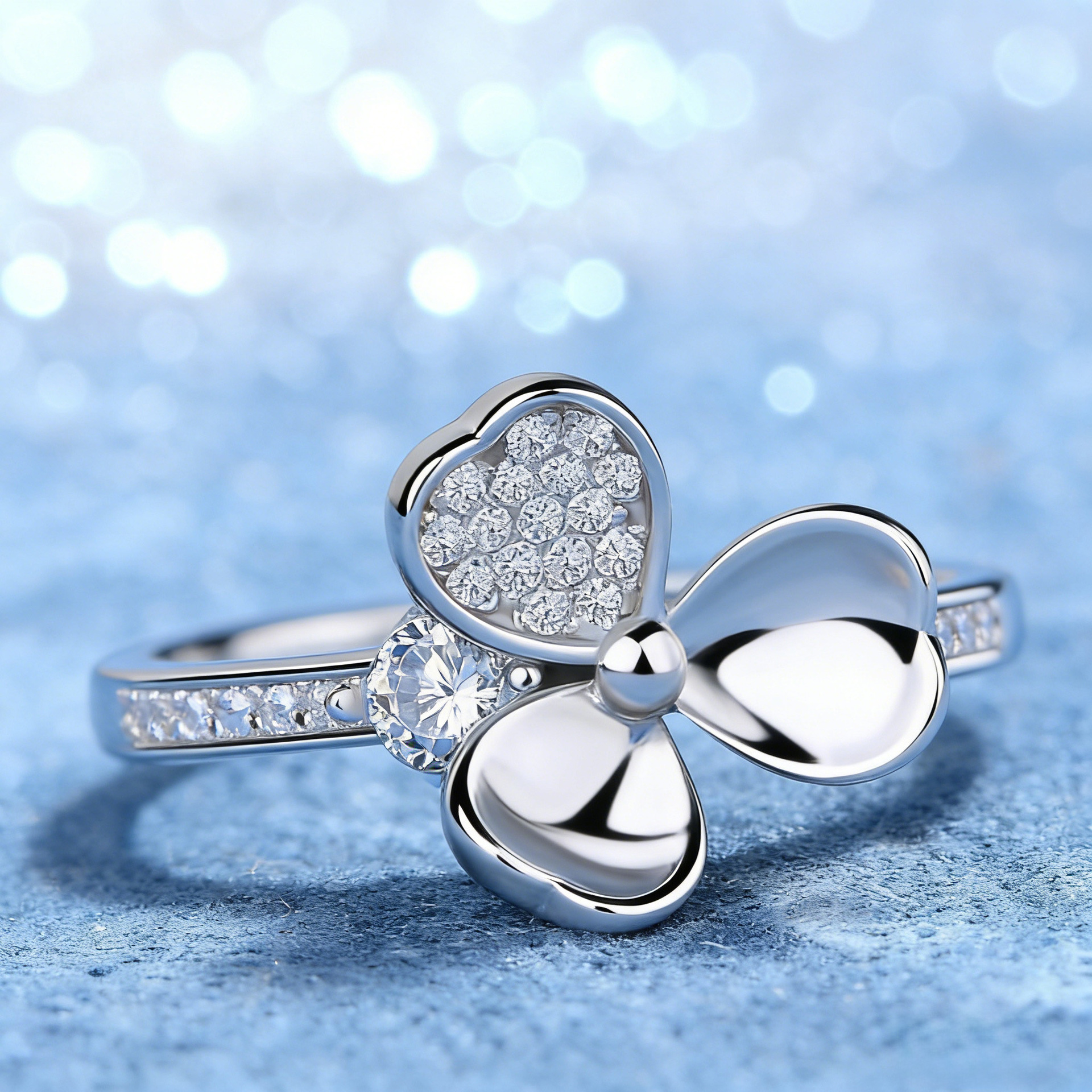 Heart-Petal Clover Moissanite Ring – 0.37ct DEW Pavé Band - Image 5