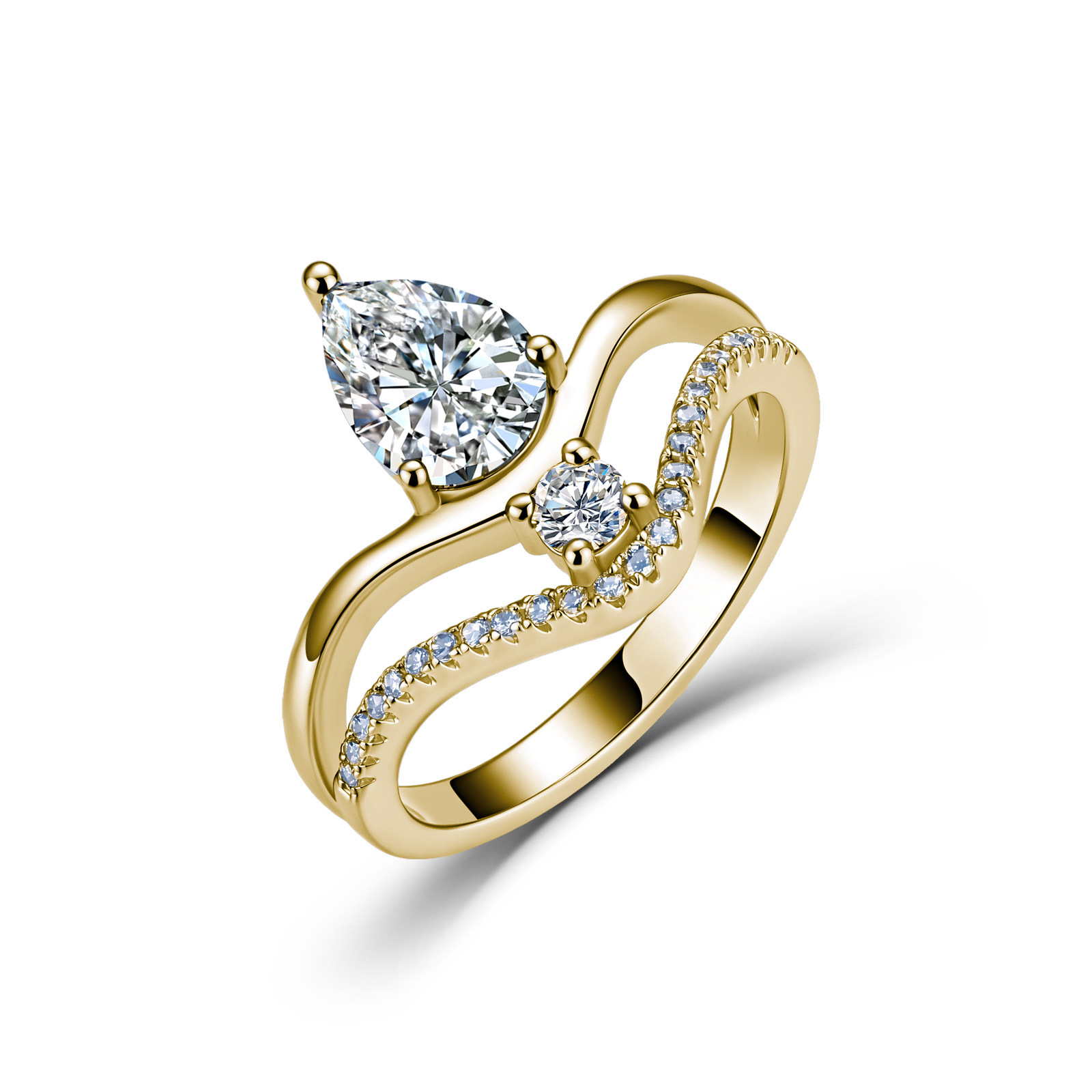 Pear & Round Moissanite Toi et Moi Ring – 1.6ct DEW - alternate view