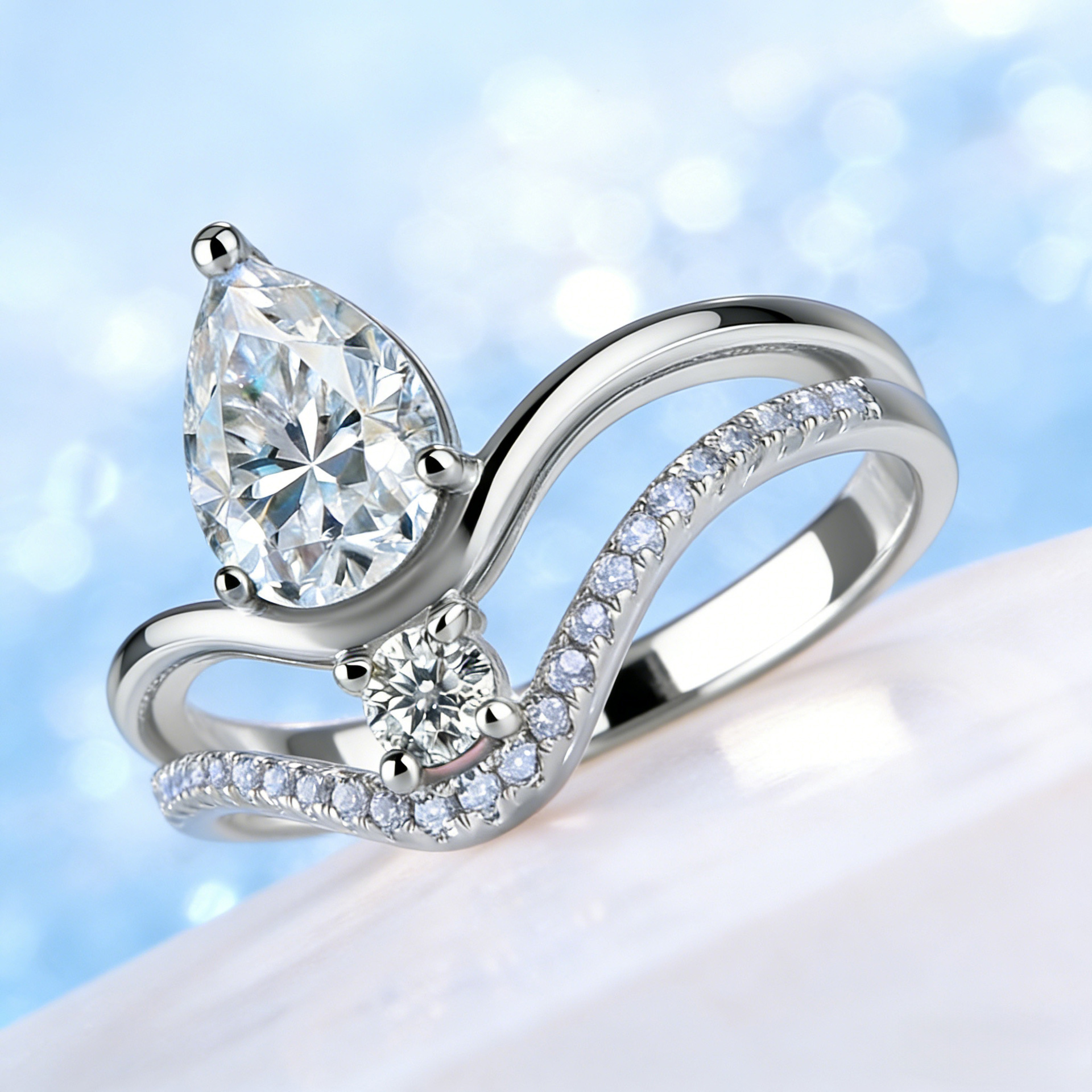 Pear & Round Moissanite Toi et Moi Ring – 1.6ct DEW - Image 5