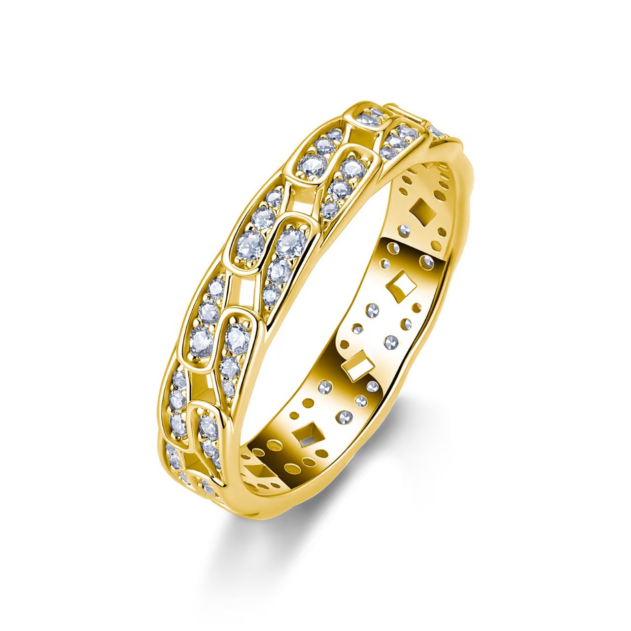 Curb-Link Moissanite Eternity Band – 0.67ct DEW, 4mm - Image 3