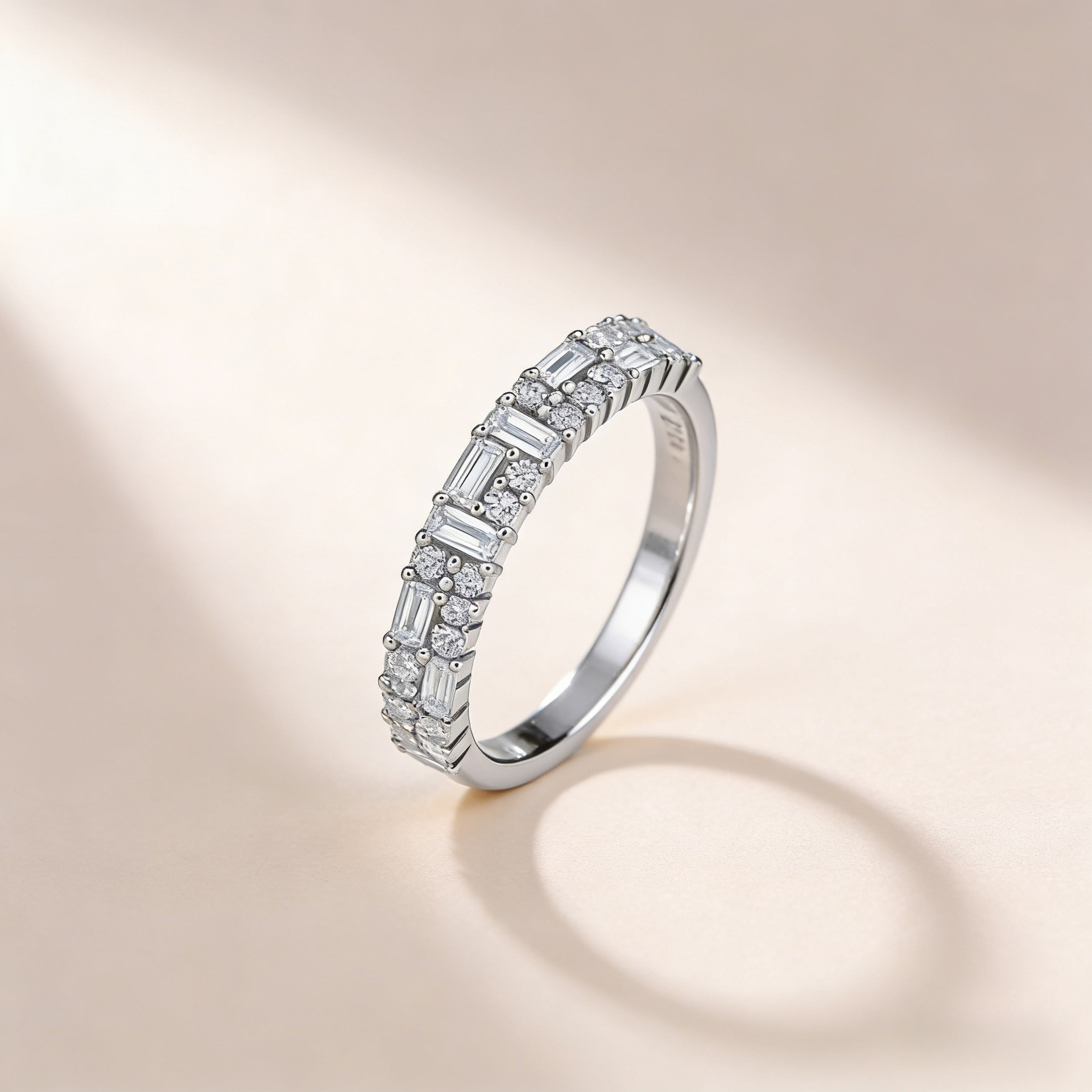 Baguette & Round Moissanite Half Eternity Band – 0.6ct DEW - Image 5