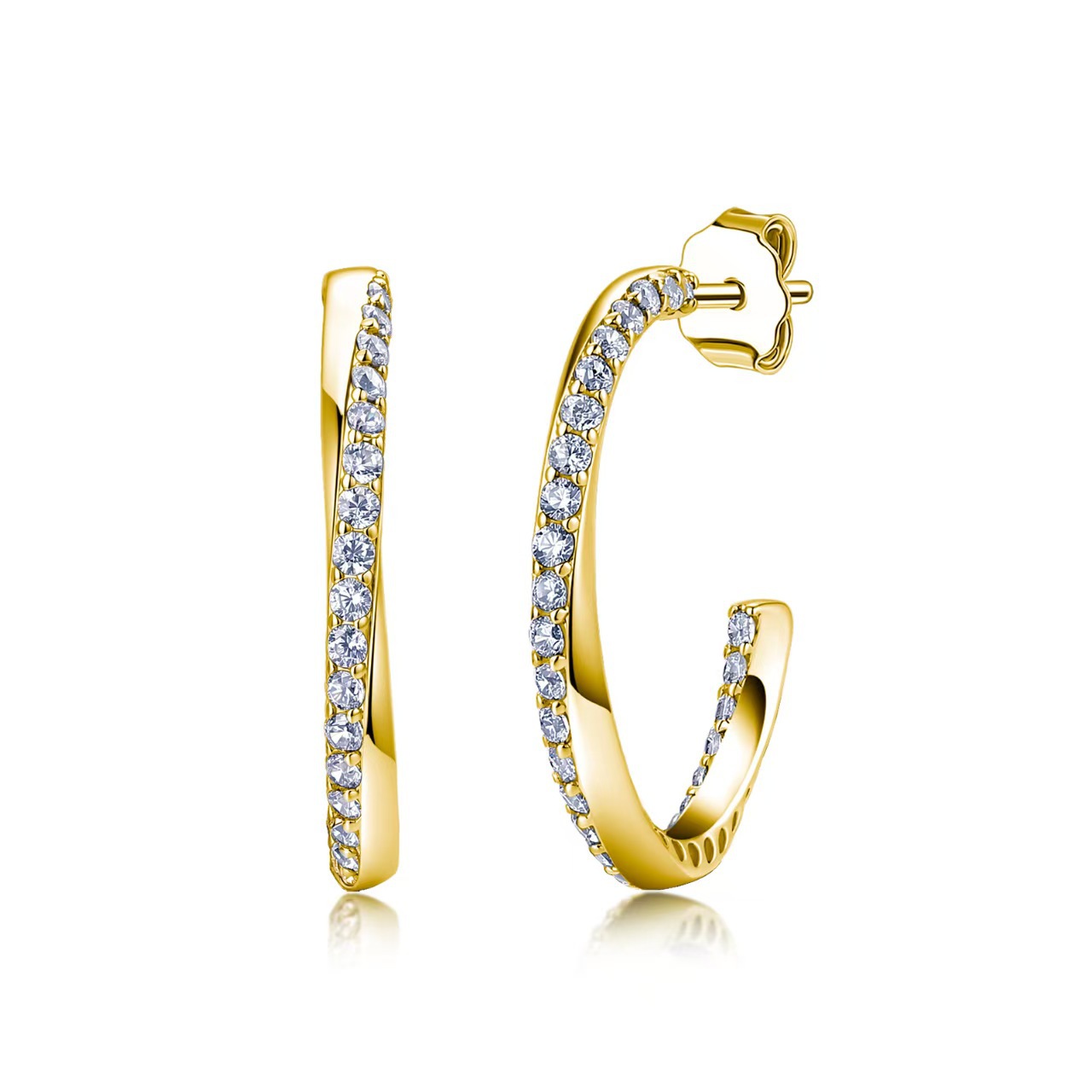 Moissanite Twist Hoop Earrings – 0.45ct DEW Each - alternate view