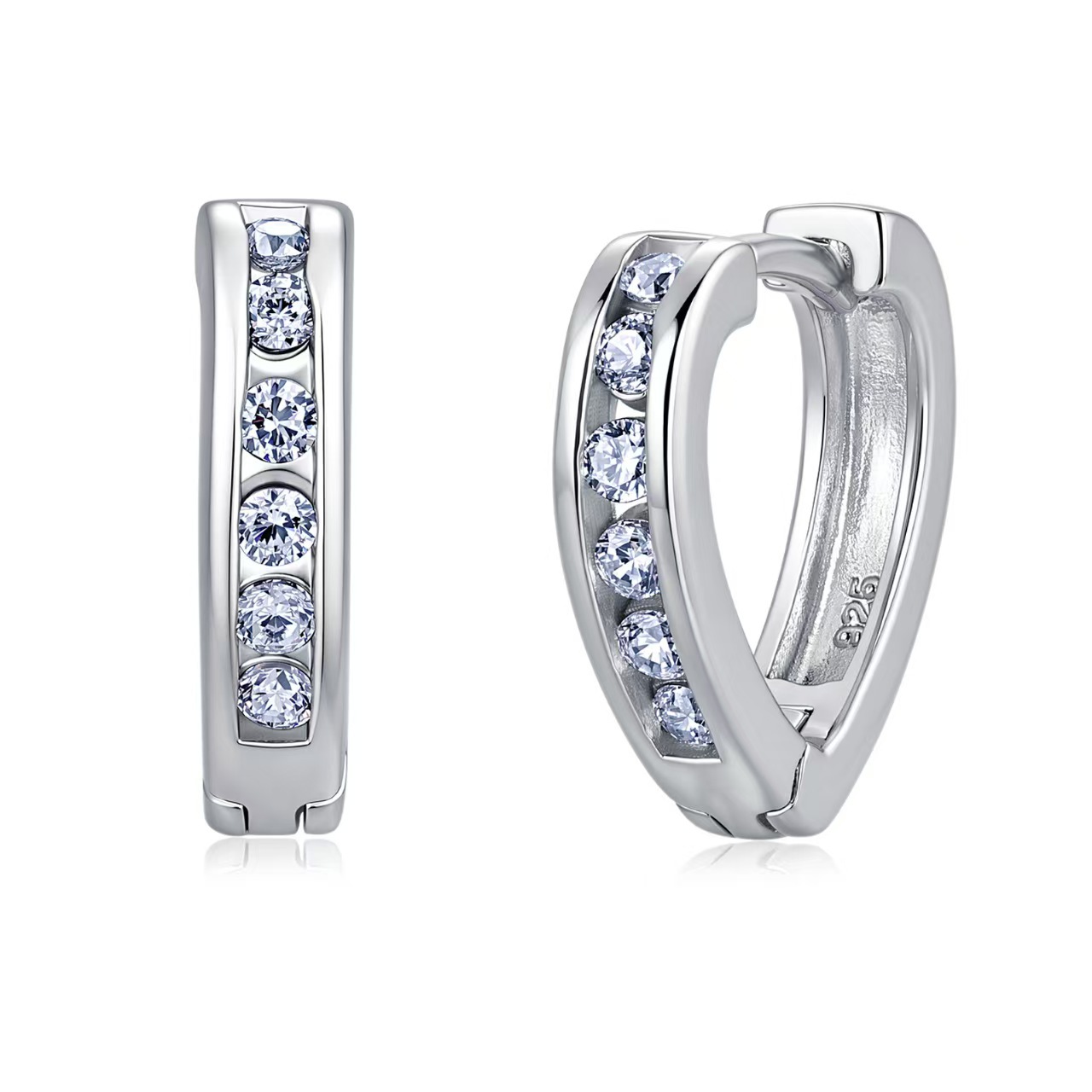 Heart-Shaped Moissanite Huggie Hoop Earrings – 0.2ct DEW Each