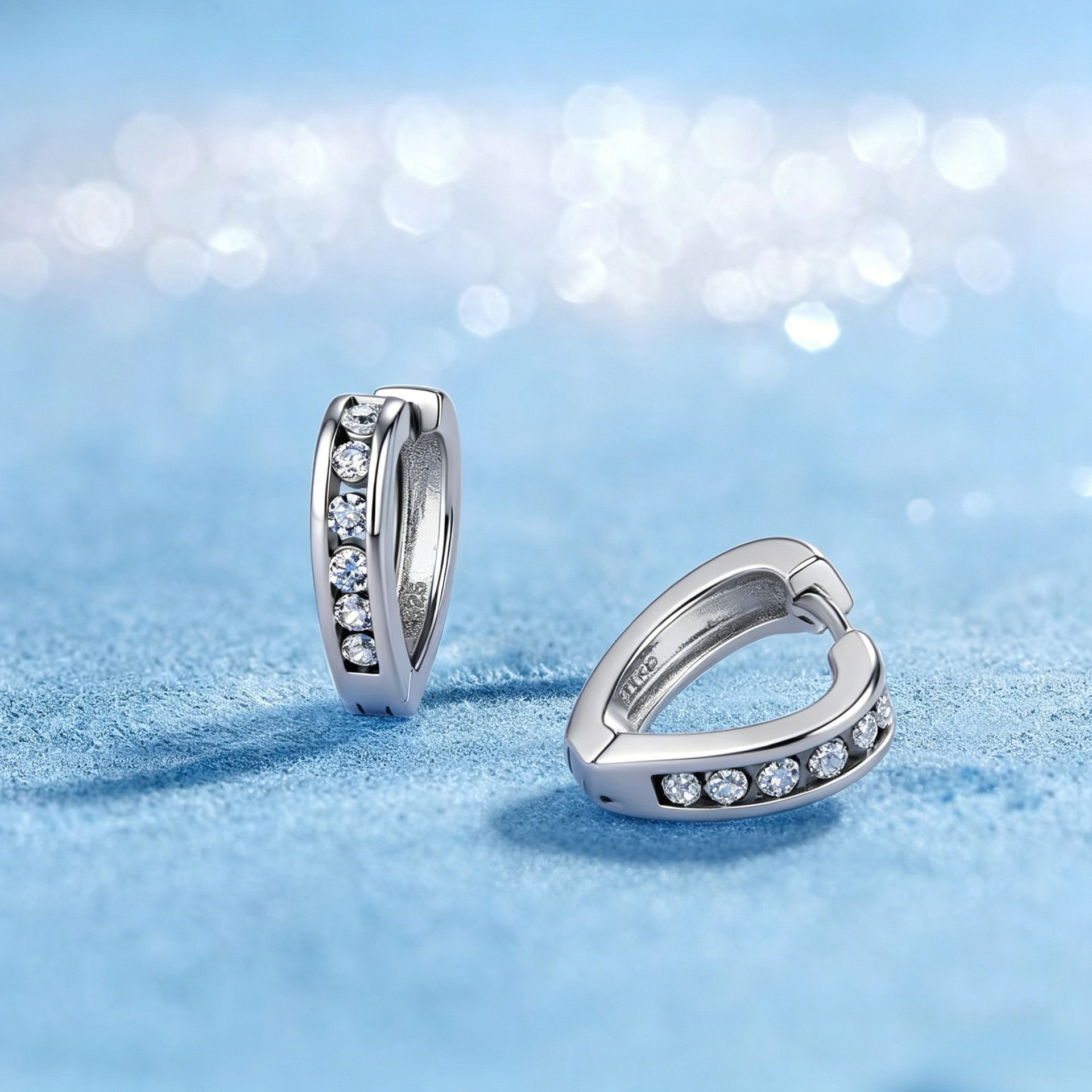 Heart-Shaped Moissanite Huggie Hoop Earrings – 0.2ct DEW Each - Image 4