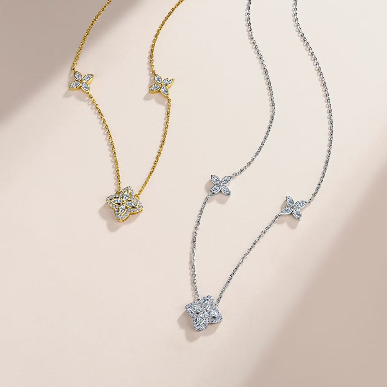 Marquise Moissanite Flower Station Necklace – 1.36ct DEW - Image 4