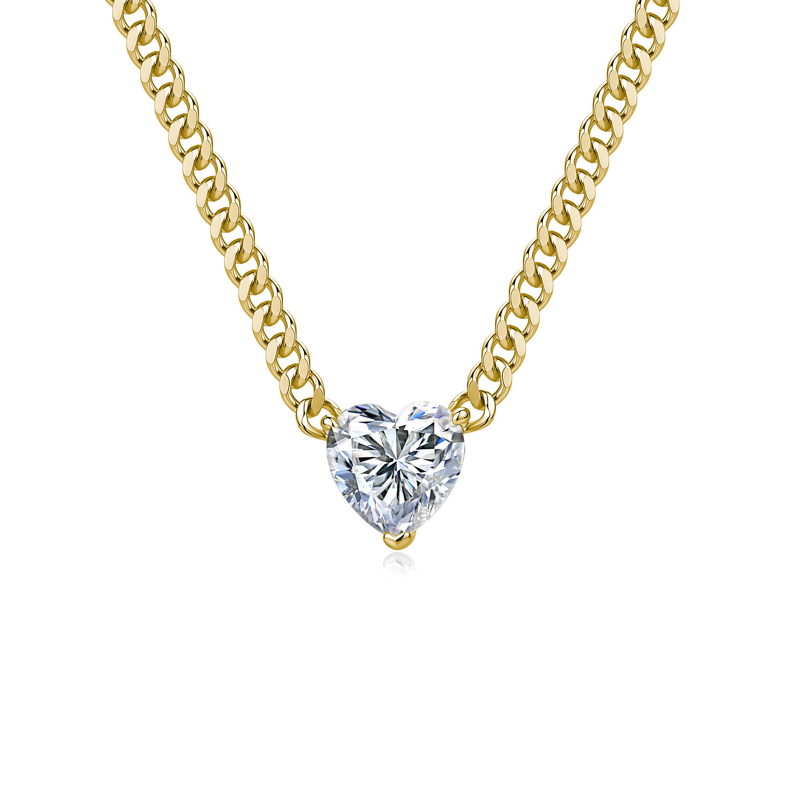 Heart Moissanite Cuban Chain Necklace – 2ct DEW - alternate view