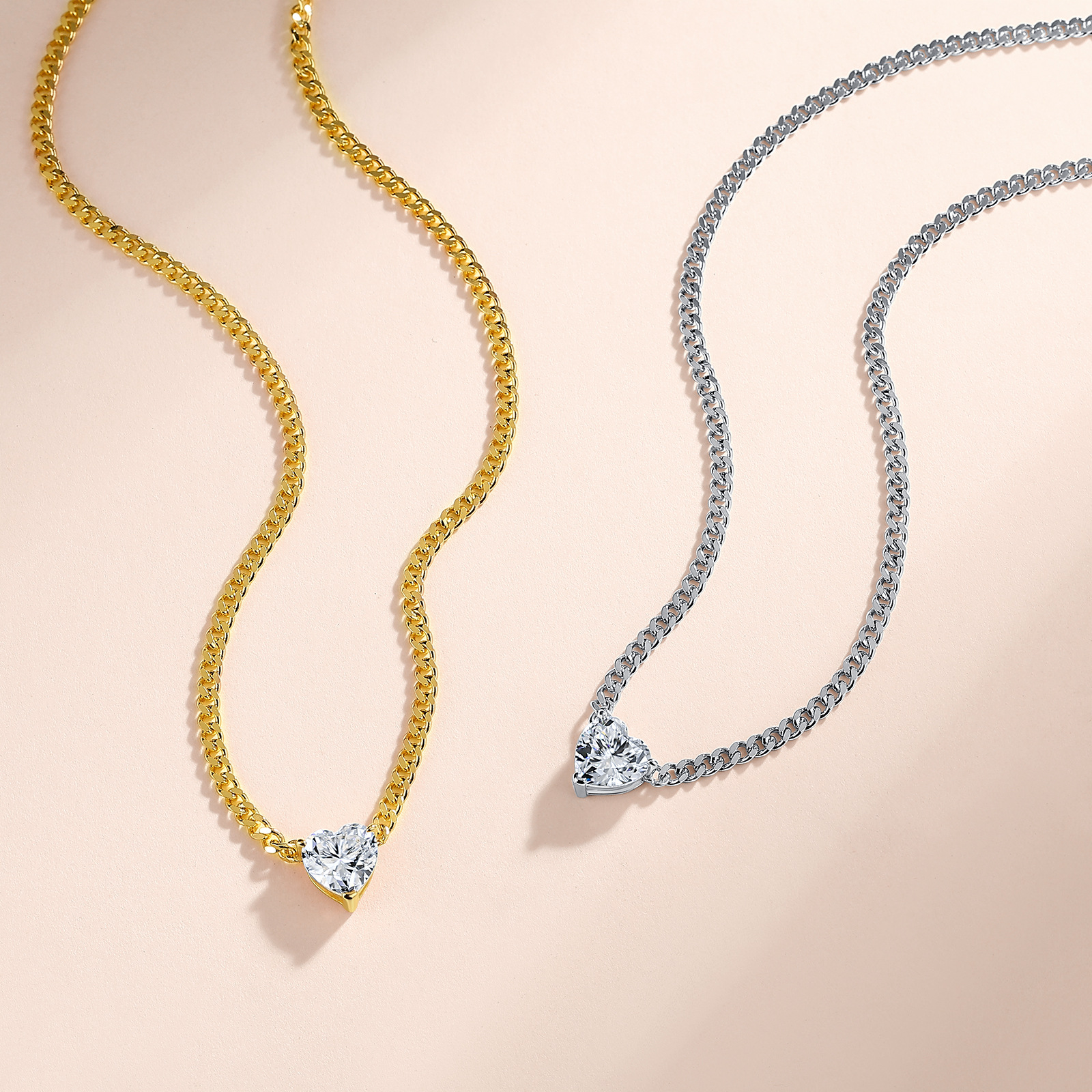Heart Moissanite Cuban Chain Necklace – 2ct DEW - Image 4