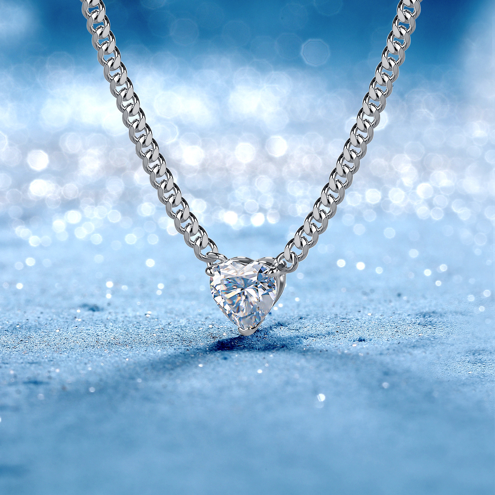 Heart Moissanite Cuban Chain Necklace – 2ct DEW - Image 6