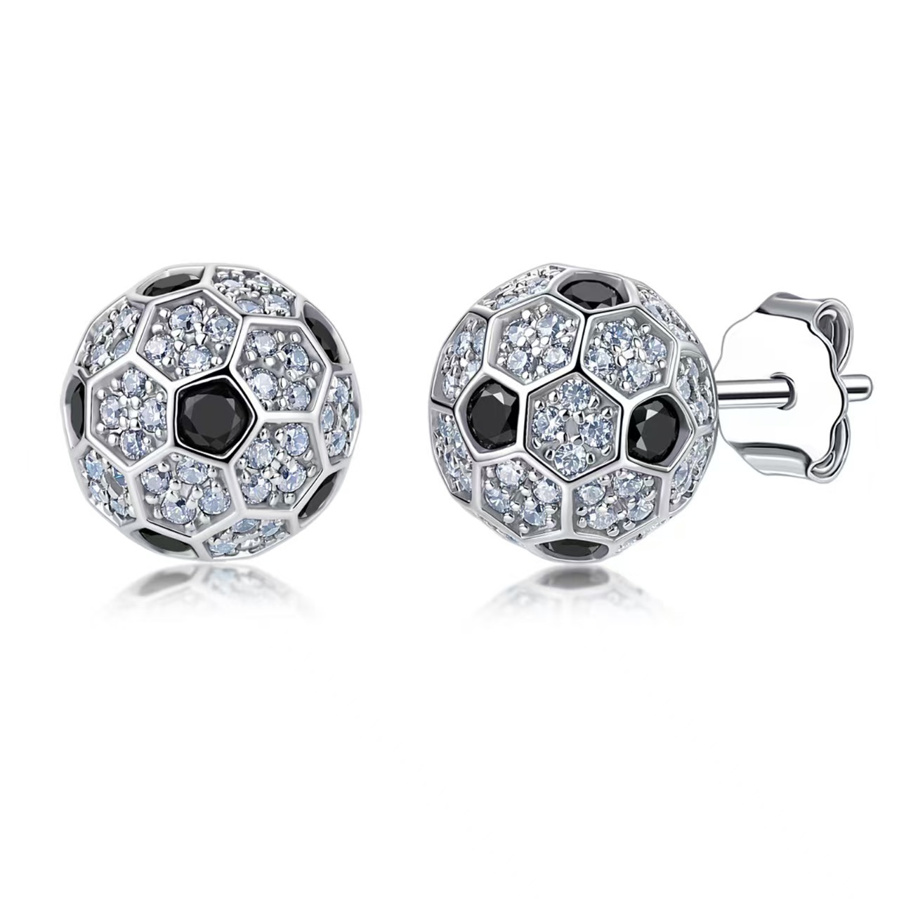 Moissanite Soccer Ball Stud Earrings – 0.6ct DEW Each