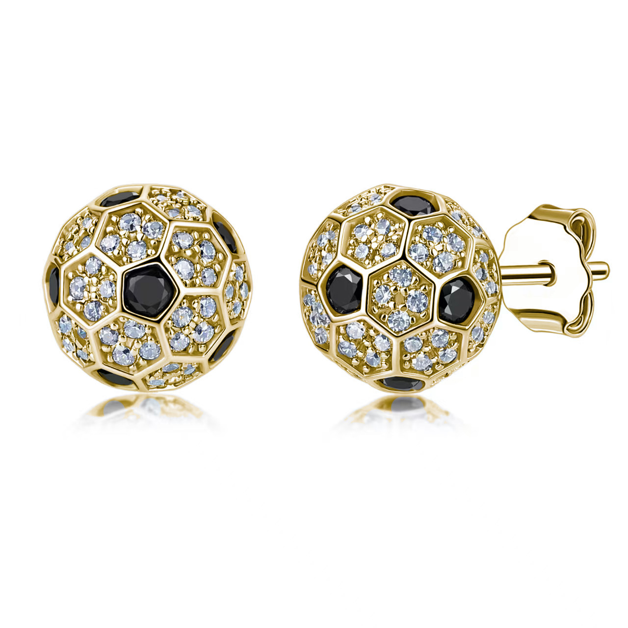 Moissanite Soccer Ball Stud Earrings – 0.6ct DEW Each - Image 3