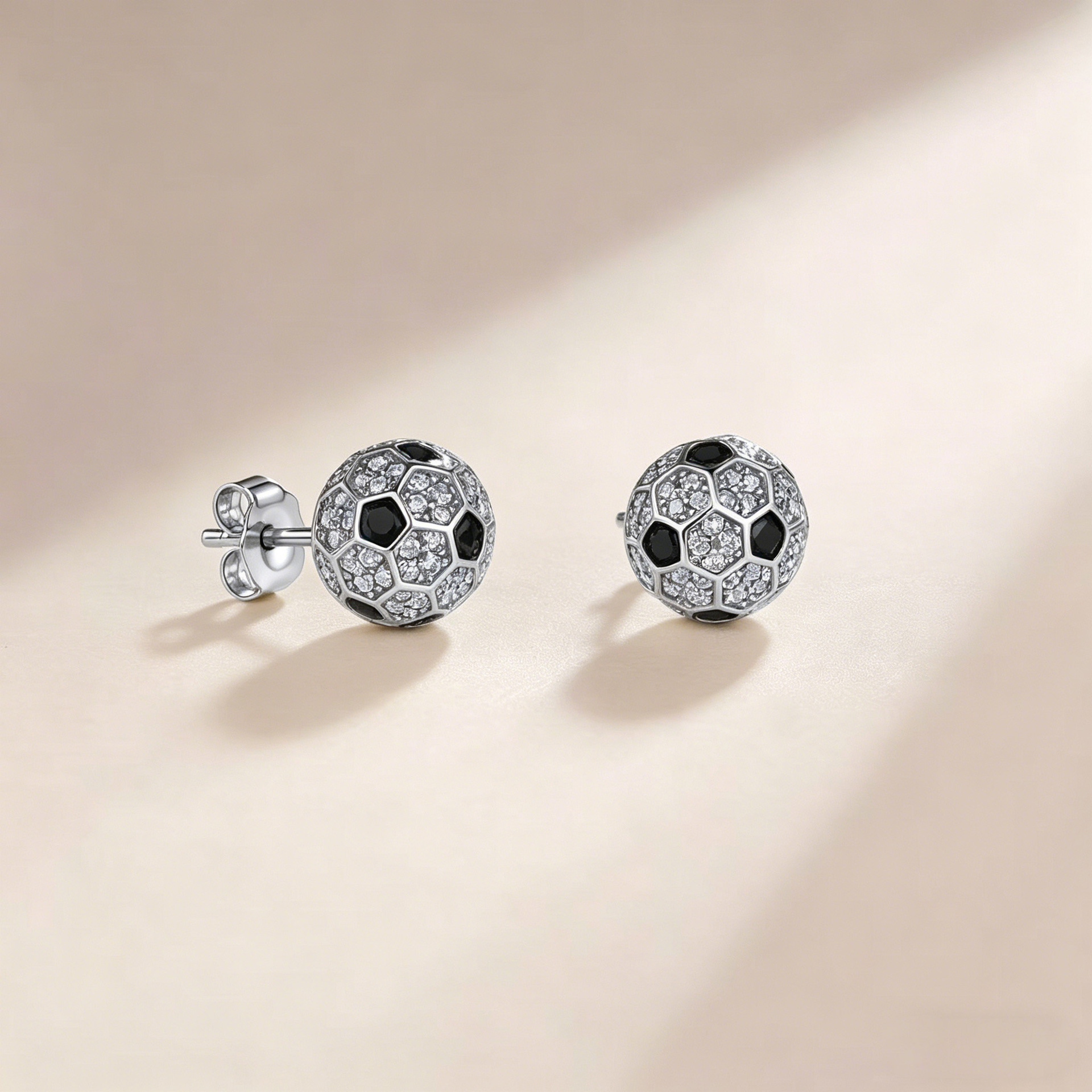 Moissanite Soccer Ball Stud Earrings – 0.6ct DEW Each - Image 4