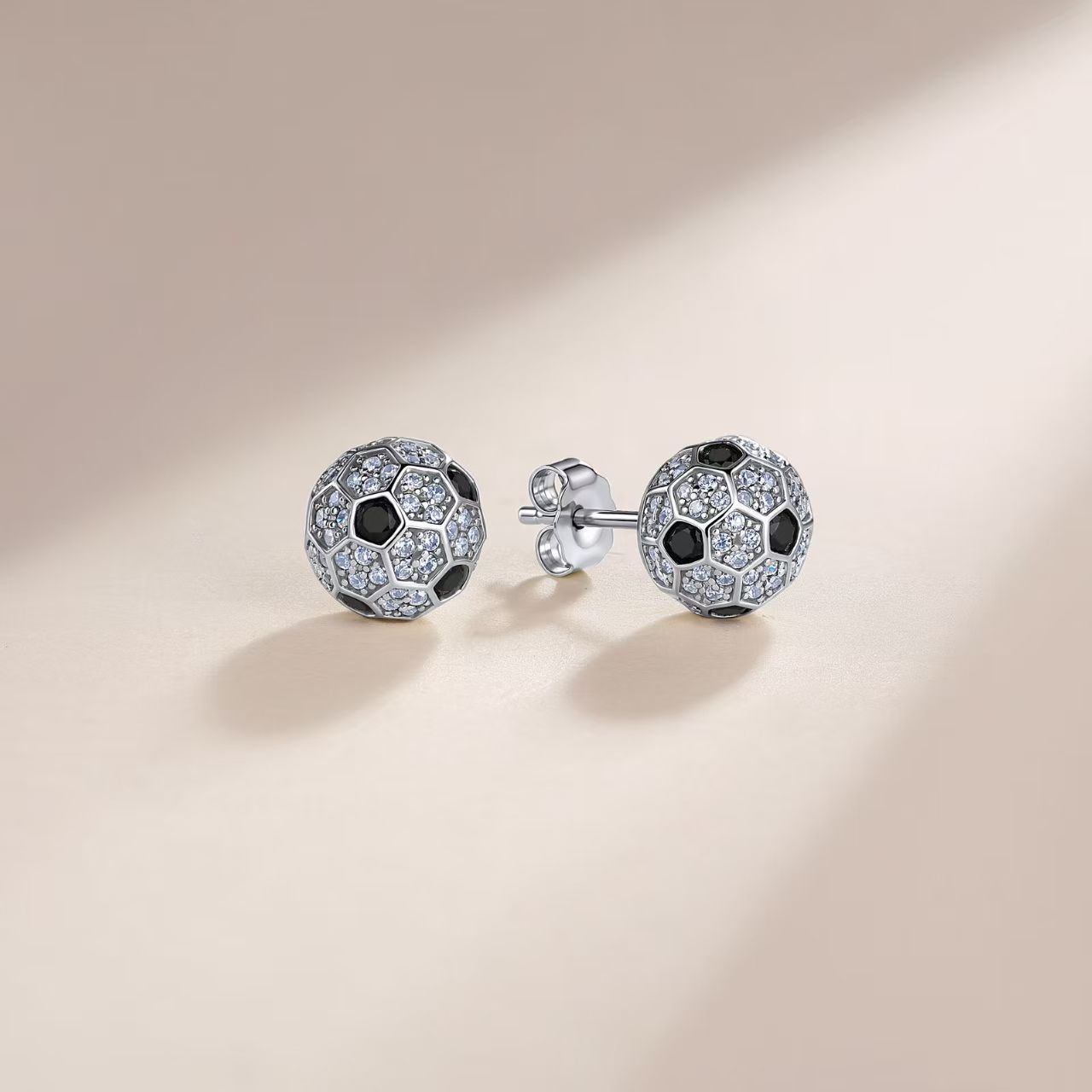 Moissanite Soccer Ball Stud Earrings – 0.6ct DEW Each - Image 5
