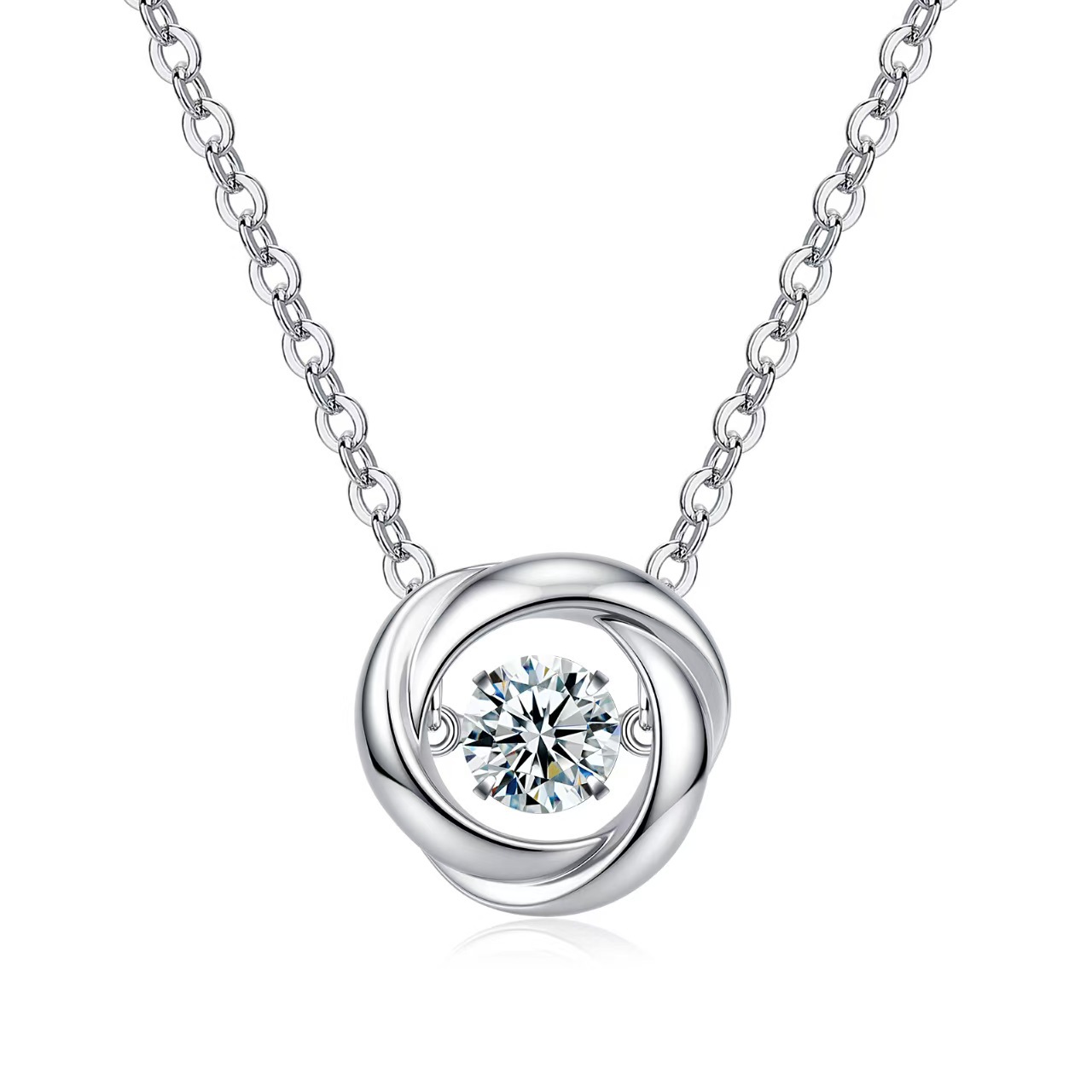 Round Moissanite Dancing Swirl Necklace – 0.43ct DEW