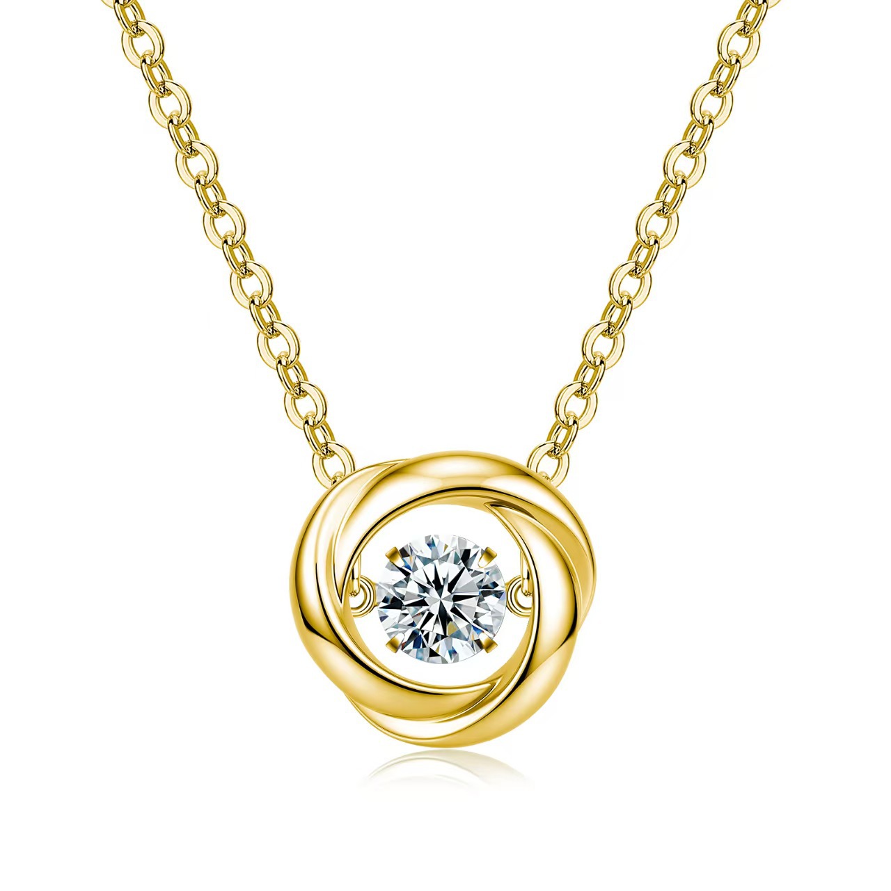 Round Moissanite Dancing Swirl Necklace – 0.43ct DEW - alternate view