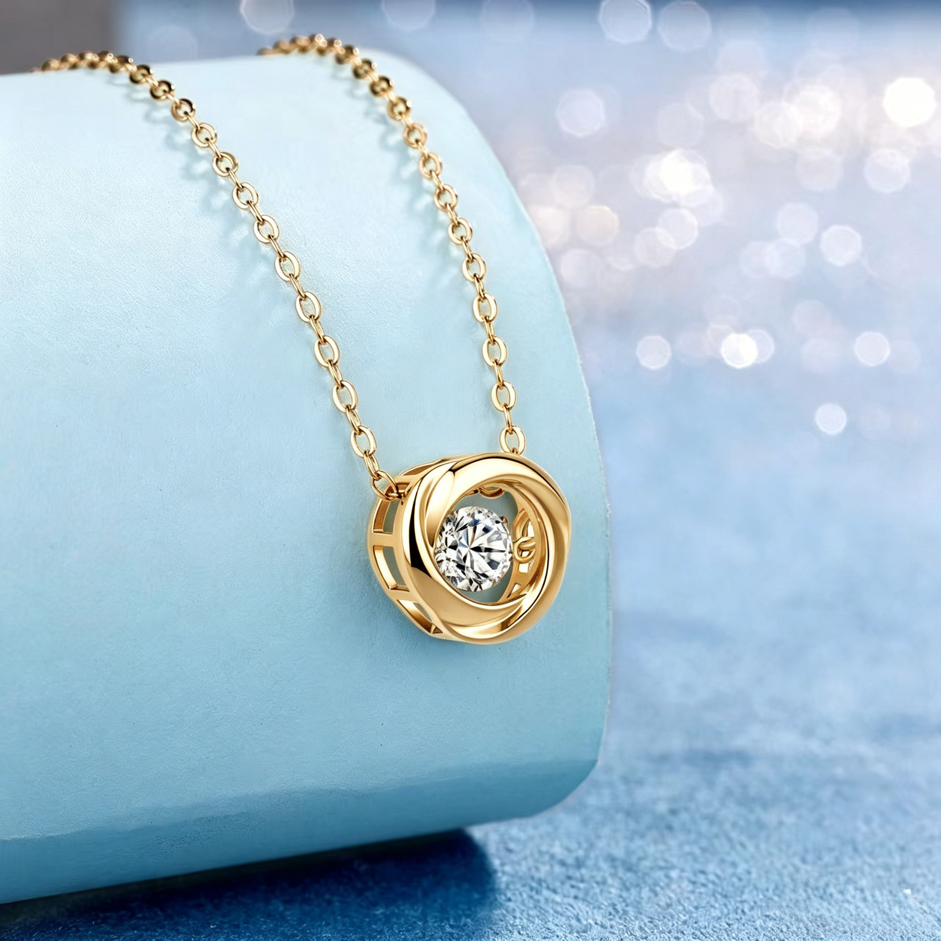 Round Moissanite Dancing Swirl Necklace – 0.43ct DEW - Image 5