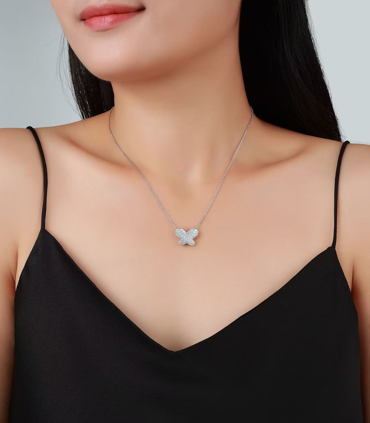 Pavé Butterfly Moissanite Necklace – 0.9ct DEW - Image 6