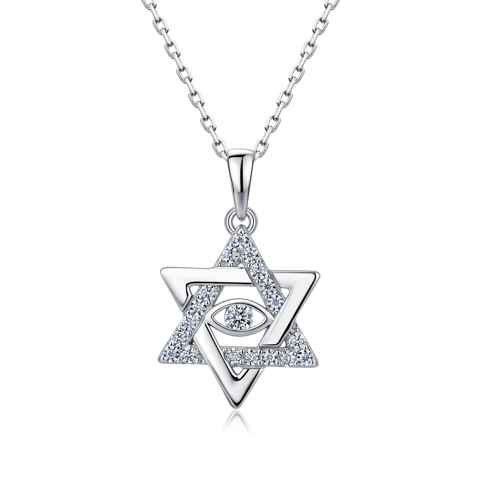 Moissanite Star of David Evil Eye Necklace – 0.33ct DEW