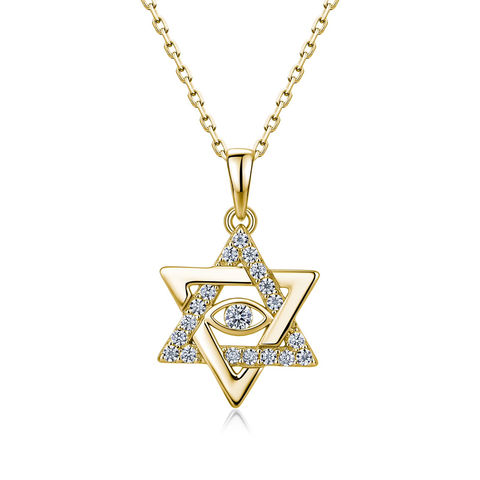Moissanite Star of David Evil Eye Necklace – 0.33ct DEW - alternate view