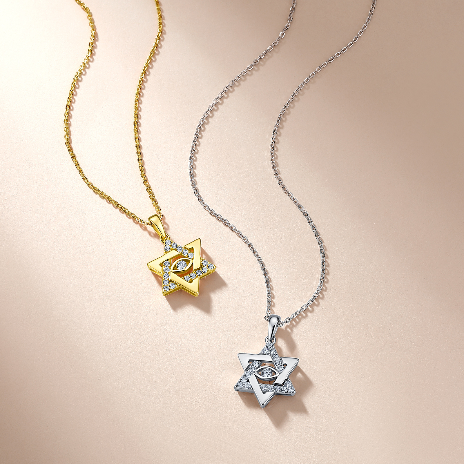 Moissanite Star of David Evil Eye Necklace – 0.33ct DEW - Image 4