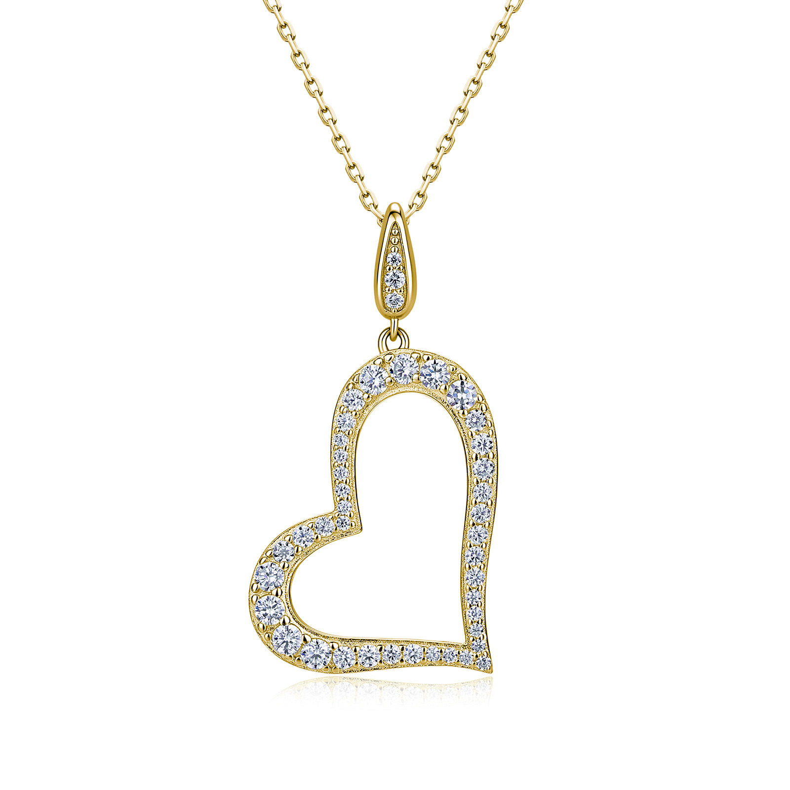 Pavé Moissanite Tilted Heart Pendant Necklace – 0.55ct DEW - alternate view