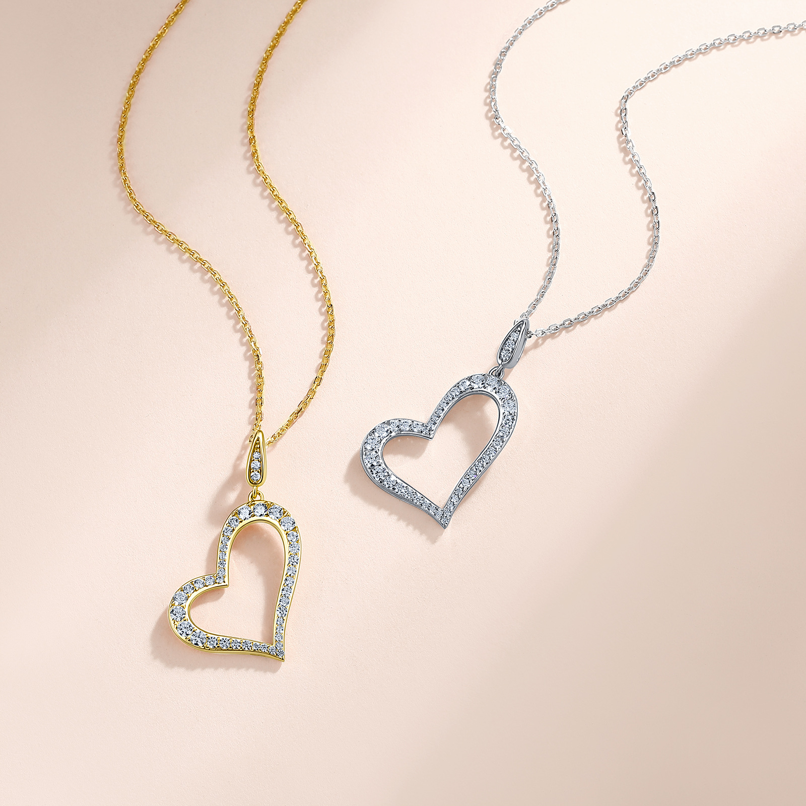 Pavé Moissanite Tilted Heart Pendant Necklace – 0.55ct DEW - Image 4