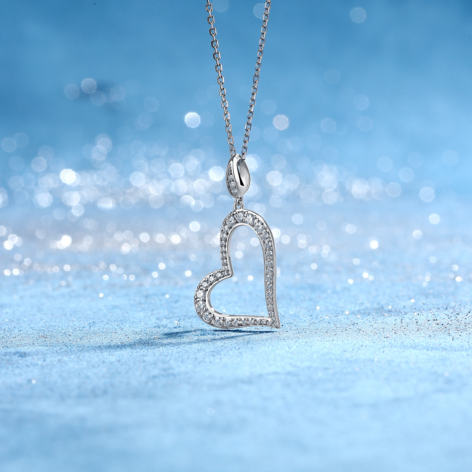 Pavé Moissanite Tilted Heart Pendant Necklace – 0.55ct DEW - Image 5