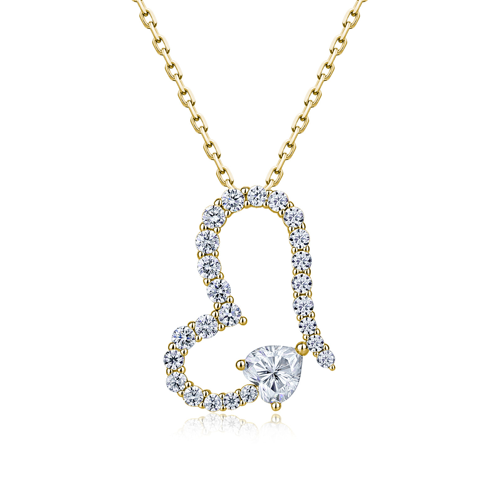 Heart-Cut Moissanite Open Heart Necklace – 1ct DEW - alternate view