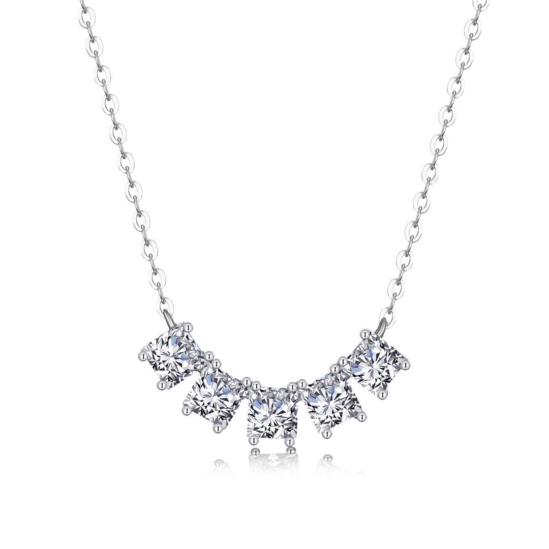 Princess Moissanite Five-Stone Necklace – 2ct DEW