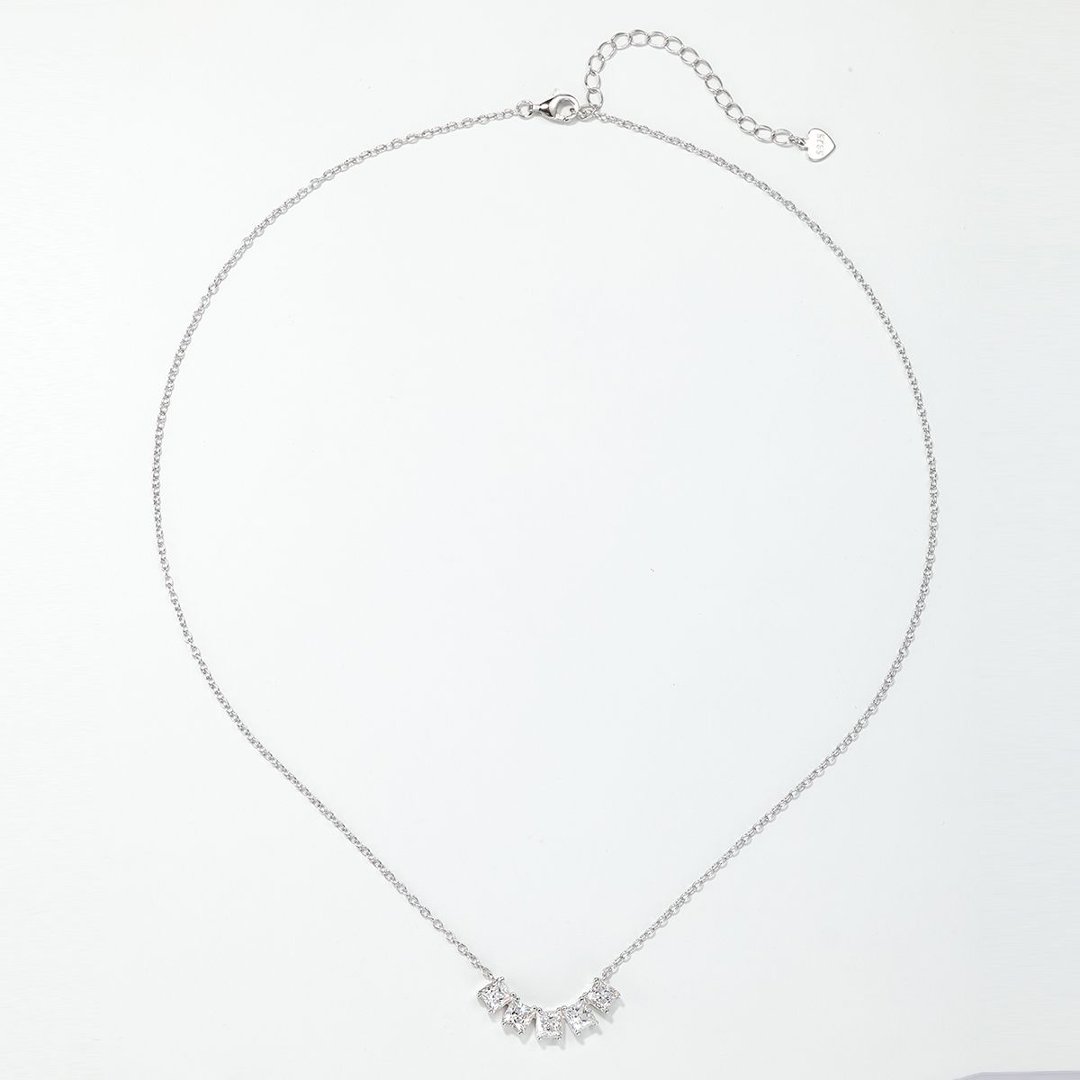 Princess Moissanite Five-Stone Necklace – 2ct DEW - Image 4