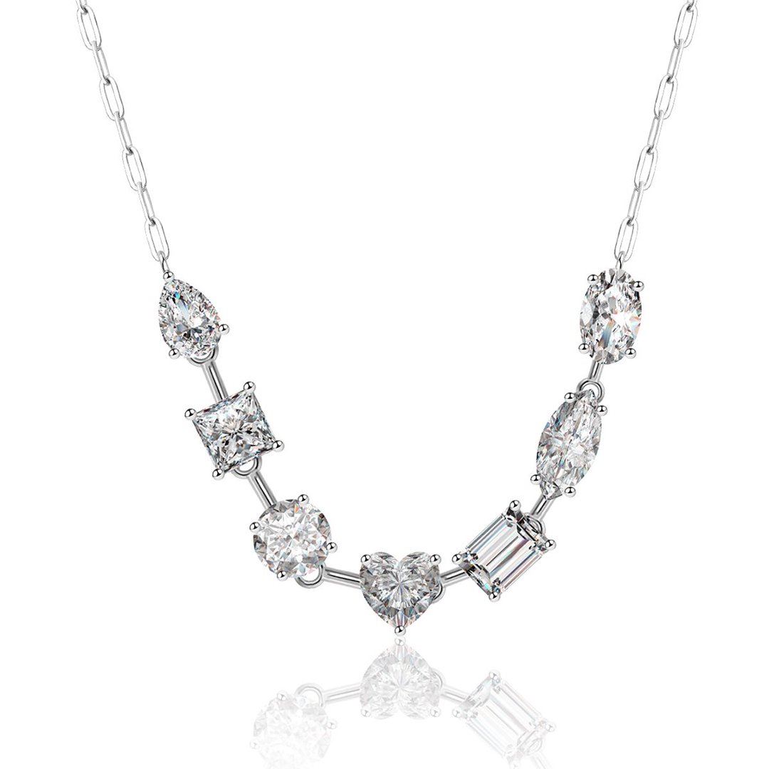Mixed-Cut Moissanite Paperclip Necklace – 6.8ct DEW