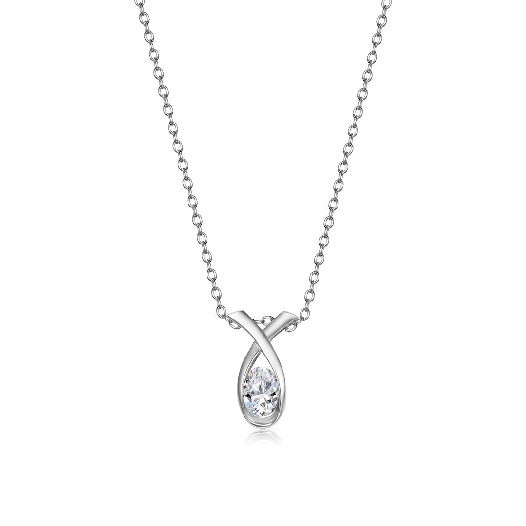 Oval Moissanite Crossover Pendant Necklace – 0.75ct DEW