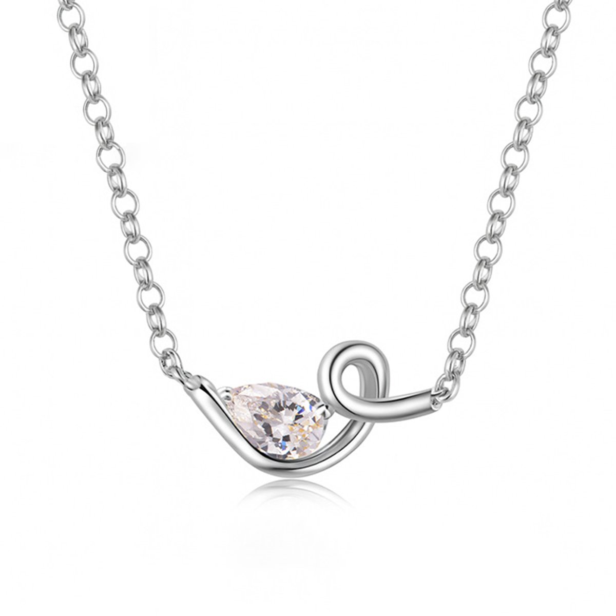 Pear Moissanite Swirl Necklace – 0.8ct DEW (7x5mm)