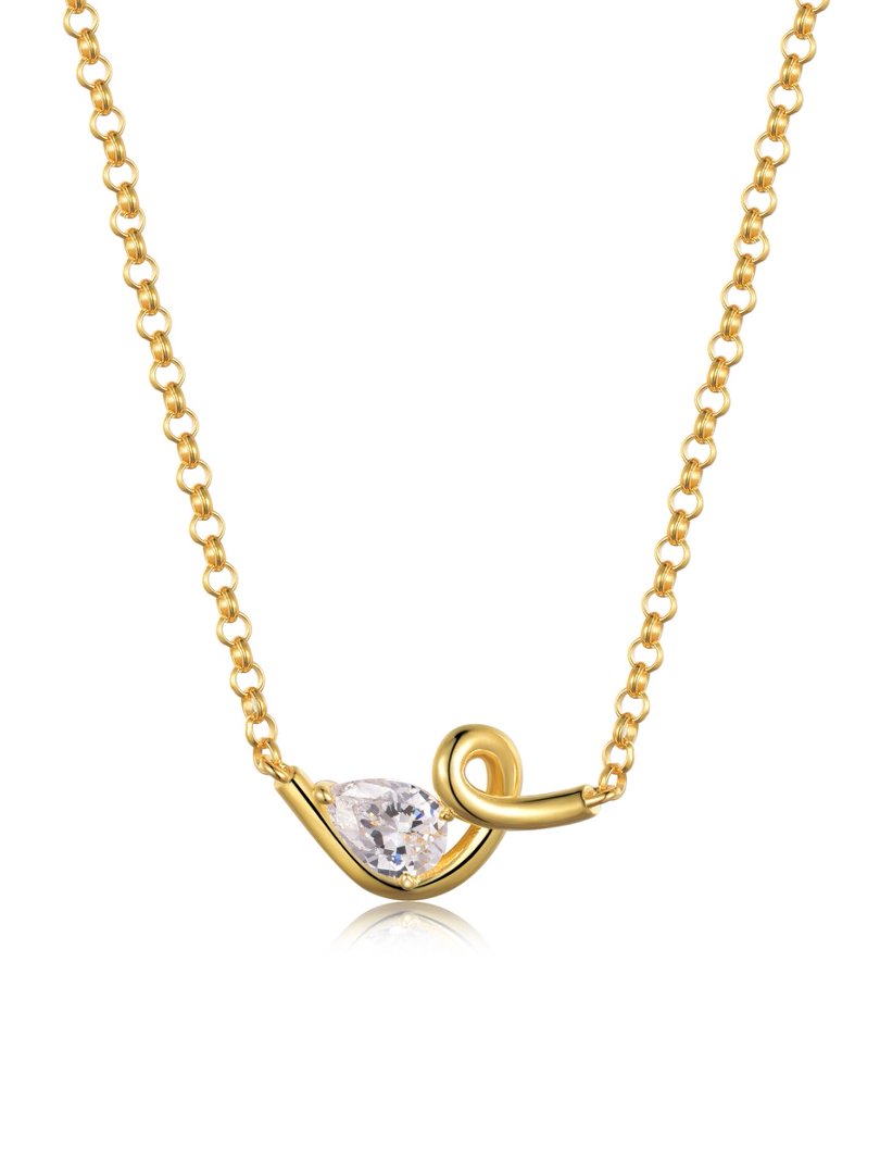 Pear Moissanite Swirl Necklace – 0.8ct DEW (7x5mm) - alternate view