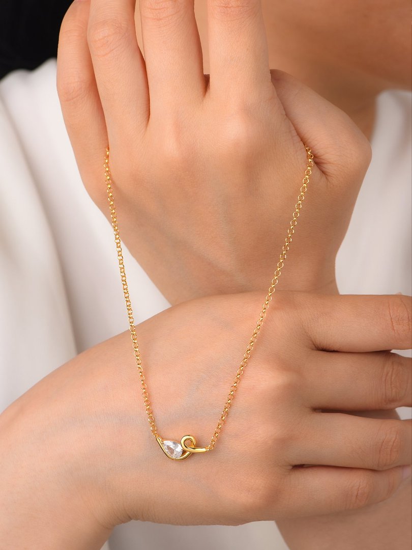 Pear Moissanite Swirl Necklace – 0.8ct DEW (7x5mm) - Image 6