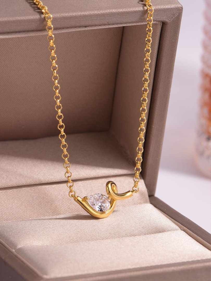 Pear Moissanite Swirl Necklace – 0.8ct DEW (7x5mm) - Image 7