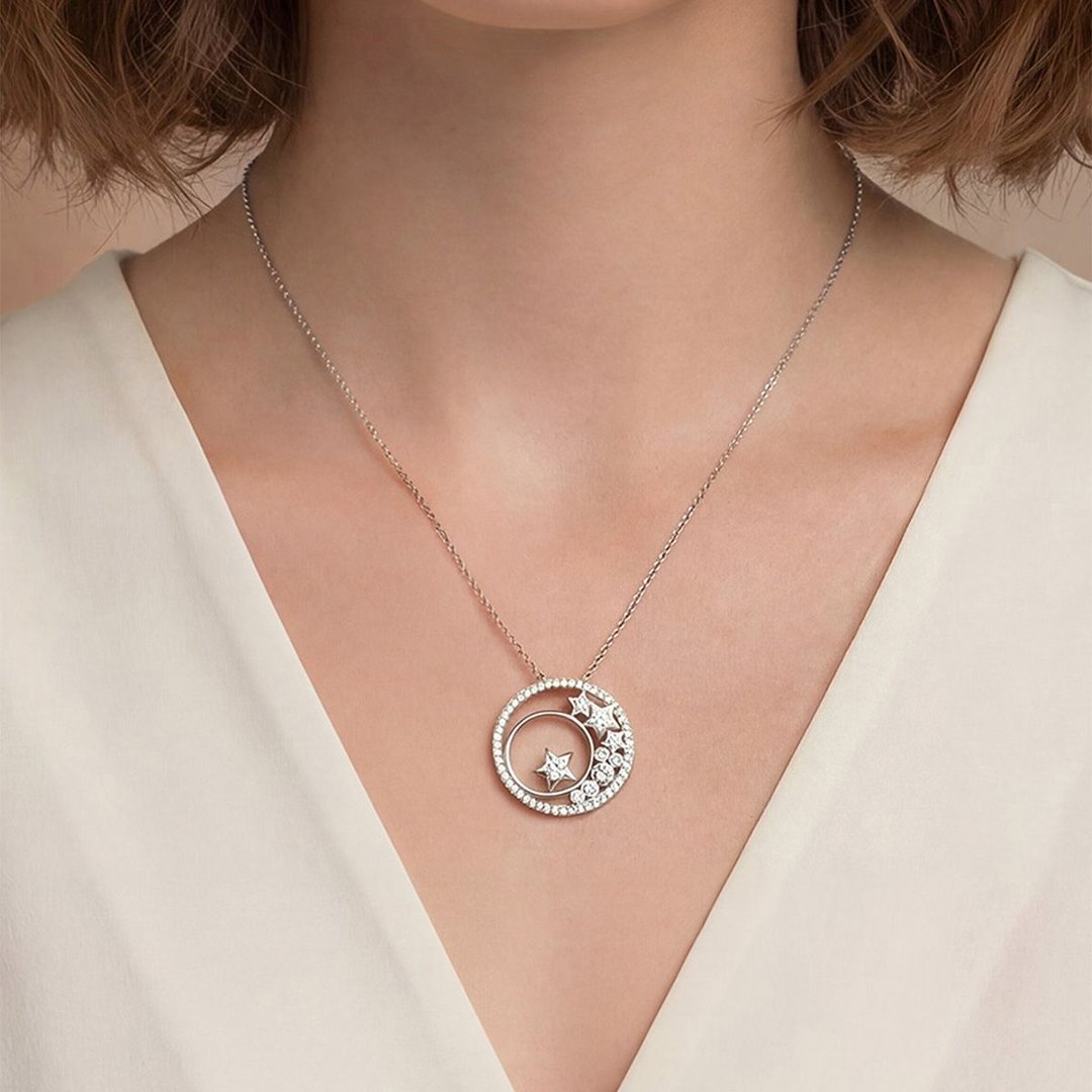 Moissanite Star Circle Pendant Necklace – 1.8ct DEW - Image 5