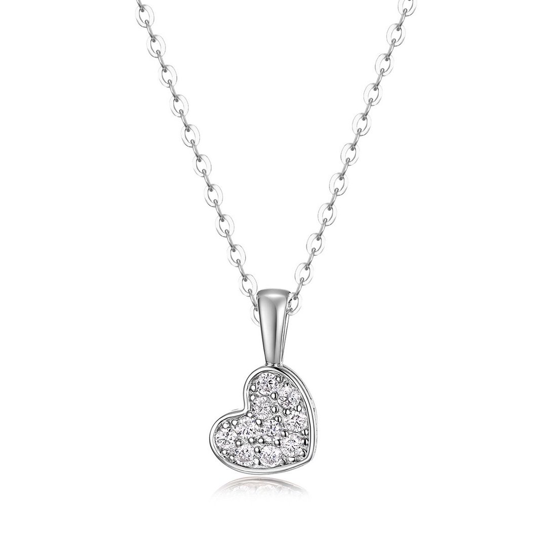 Pavé Moissanite Heart Pendant Necklace – 0.2ct DEW