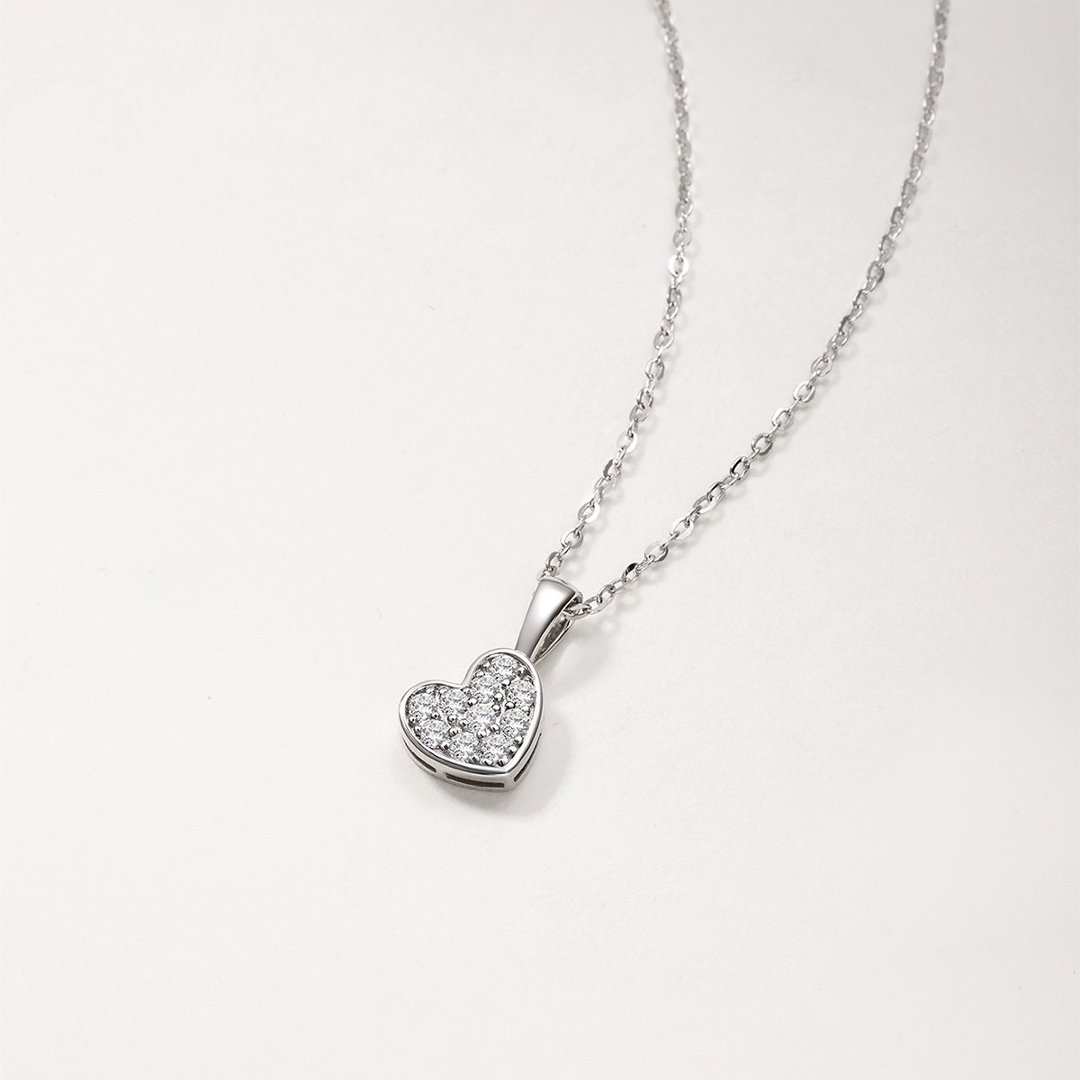 Pavé Moissanite Heart Pendant Necklace – 0.2ct DEW - Image 3