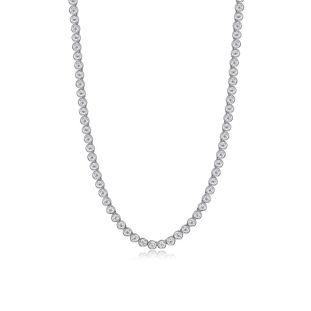 Bezel Moissanite Tennis Necklace – 9.7ct DEW (4.1mm)