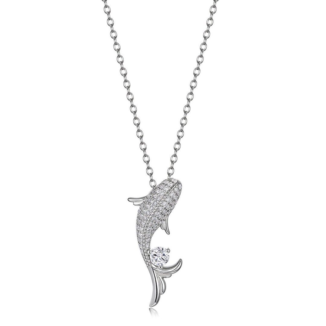 Moissanite Koi Fish Pendant Necklace – 0.8ct DEW