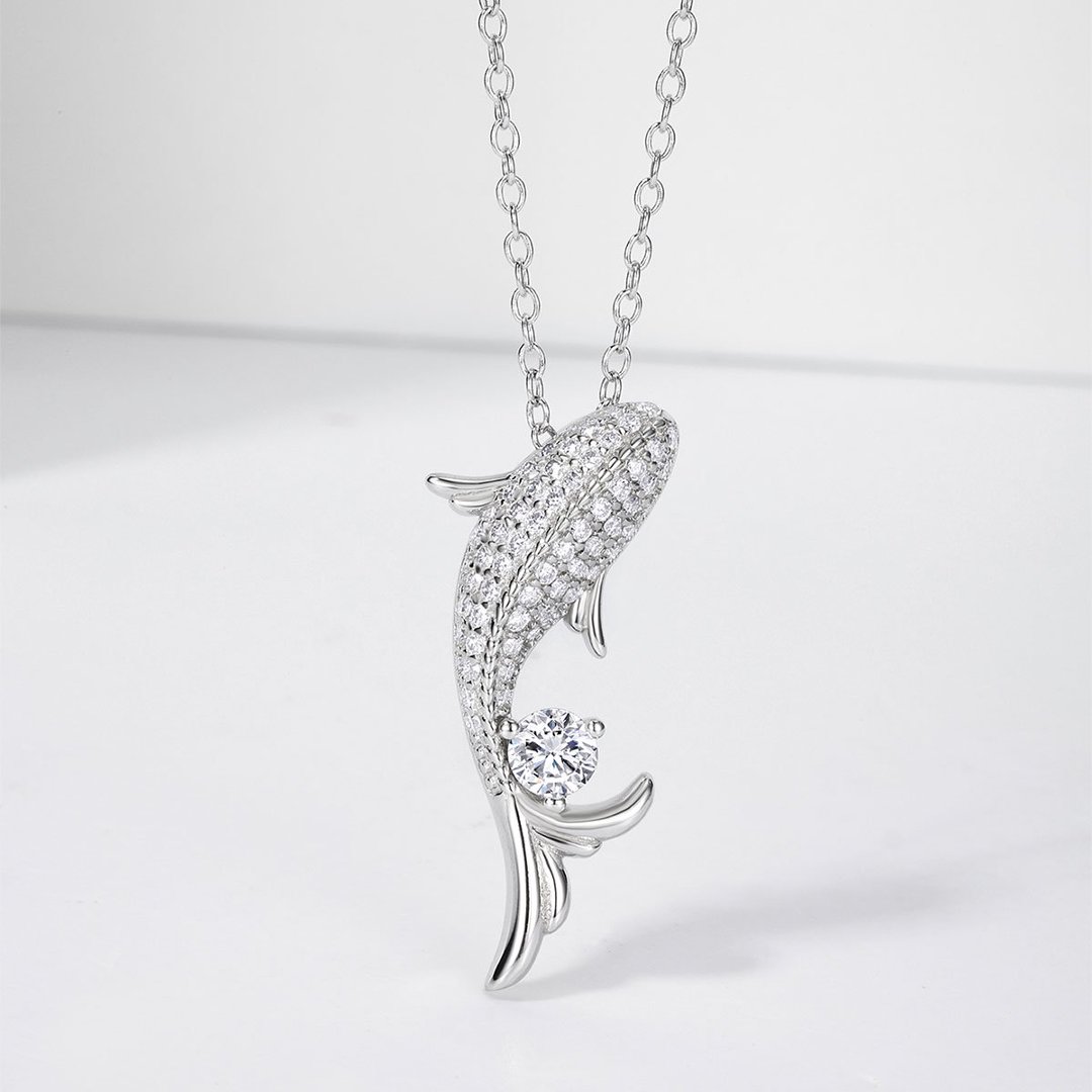 Moissanite Koi Fish Pendant Necklace – 0.8ct DEW - Image 3