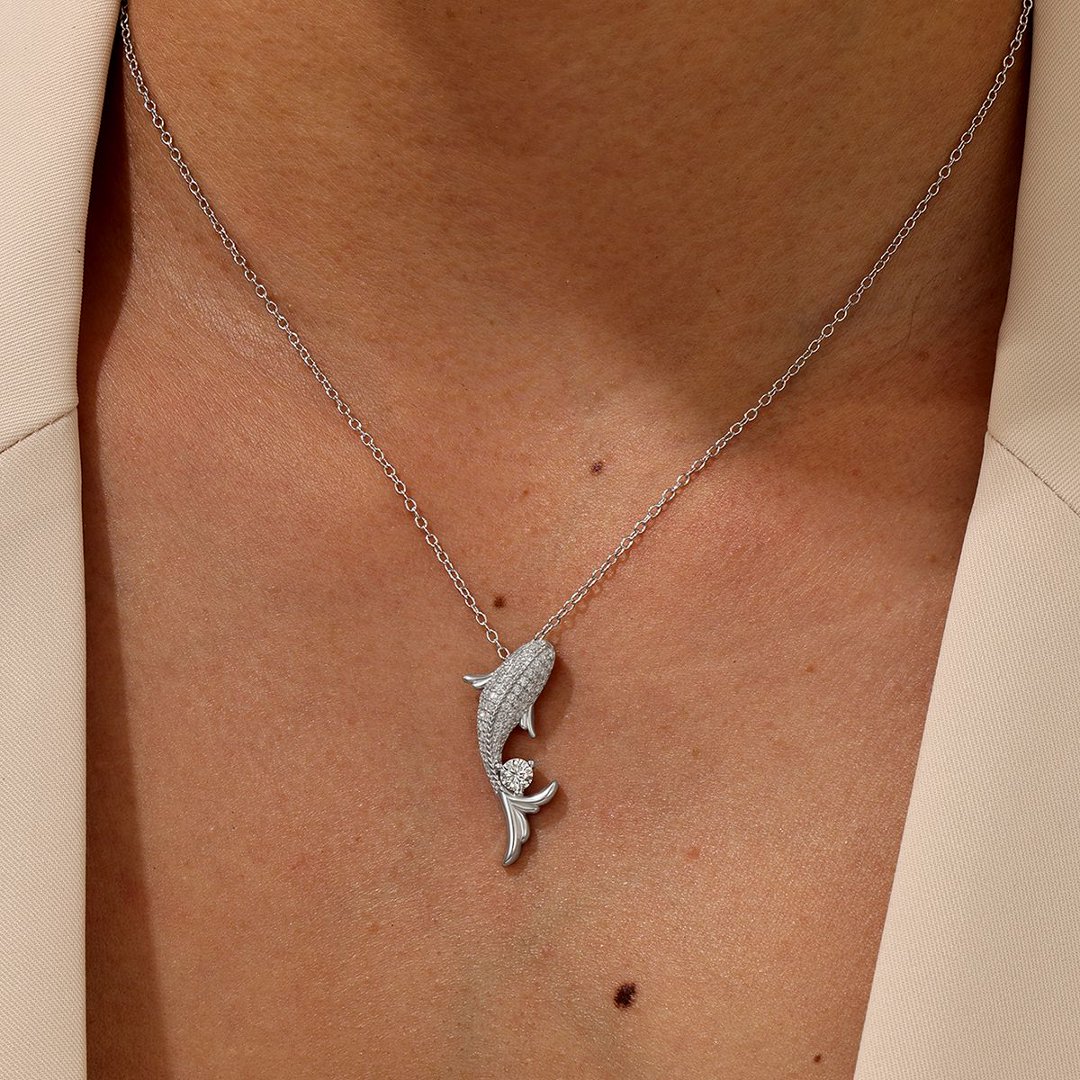 Moissanite Koi Fish Pendant Necklace – 0.8ct DEW - Image 4