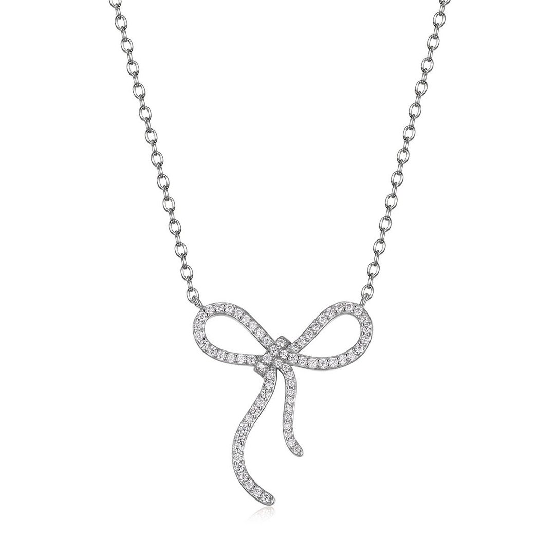 Moissanite Bow Necklace – 0.6ct DEW Pavé Ribbon