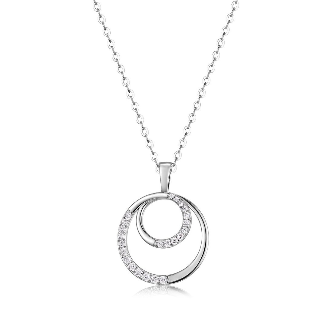 Moissanite Double Circle Swirl Pendant Necklace – 0.36ct DEW